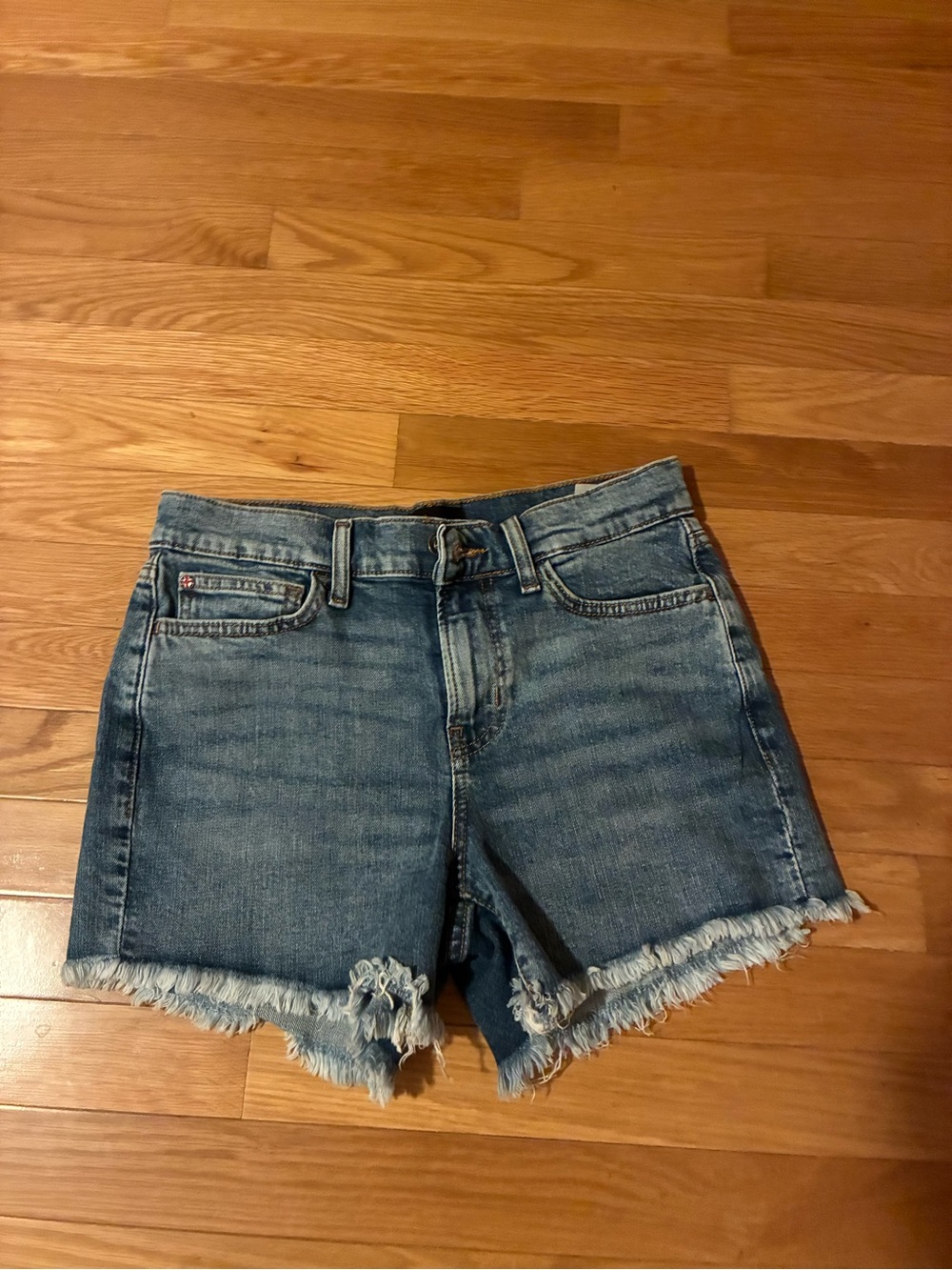 Hudson "Gracie" High-Rise Distressed Denim Shorts - Size 26
